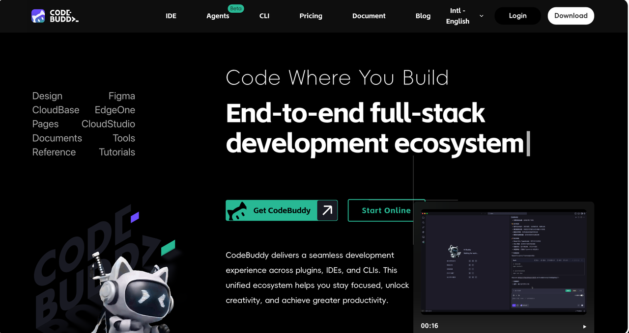 CodeBuddy homepage preview